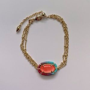 NWOT Kendra Scott Three Chain Bracelet with Pink Stone